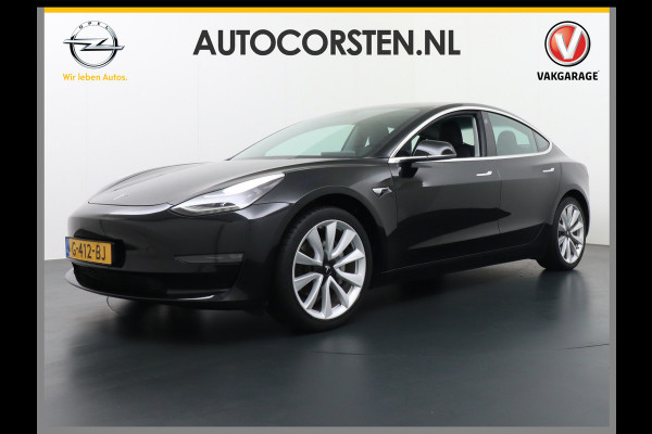 Tesla Model 3 SR+ Standard RWD Plus 325PK AutoPilot 2.5 Leer Premium-l.s. PanoDak Adaptive cruise 18" Camera's Elektr.-Stuur+Stoelen+Spiegels+ cc Navigatiesysteem full map LED-a+v Koplampspoeiers Comfortstoel(en) ACC Dual-ECC DAB Voorverwarmen interieur via App Keyless via Telefoonsleutel One-Pedal-Drive Origin. NLse auto ! 1e eigenaar