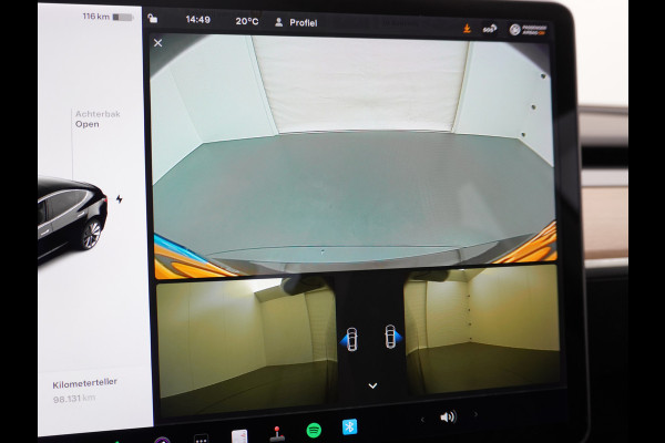Tesla Model 3 SR+ Standard RWD Plus 325PK AutoPilot 2.5 Leer Premium-l.s. PanoDak Adaptive cruise 18" Camera's Elektr.-Stuur+Stoelen+Spiegels+ cc Navigatiesysteem full map LED-a+v Koplampspoeiers Comfortstoel(en) ACC Dual-ECC DAB Voorverwarmen interieur via App Keyless via Telefoonsleutel One-Pedal-Drive Origin. NLse auto ! 1e eigenaar