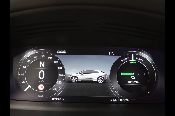 Jaguar I-PACE EV400pk SE 90 kWh AWD Dual-Motor Apple Android Carplay Leder-Stoel+Verwarmd Cruise Navi Camera LED-a+v Connected WiFi-vb. Multi- Virtual Cockpit ECC Regen-Lichtsensor Vermoeidheids Detector Business Edition Aktieve-Gril Orig.NL auto 4,8sec 0-100 Snelladen tot 104kw DC 696Nm koppel ! 90kwh accu !