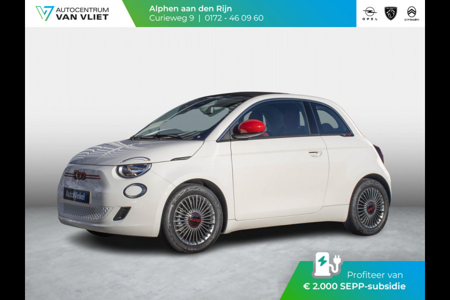 Fiat 500E RED Cabrio 42 kWh | Uit voorraad leverbaar ! | CarPlay | PDC | Subsidie € 2.000,- *