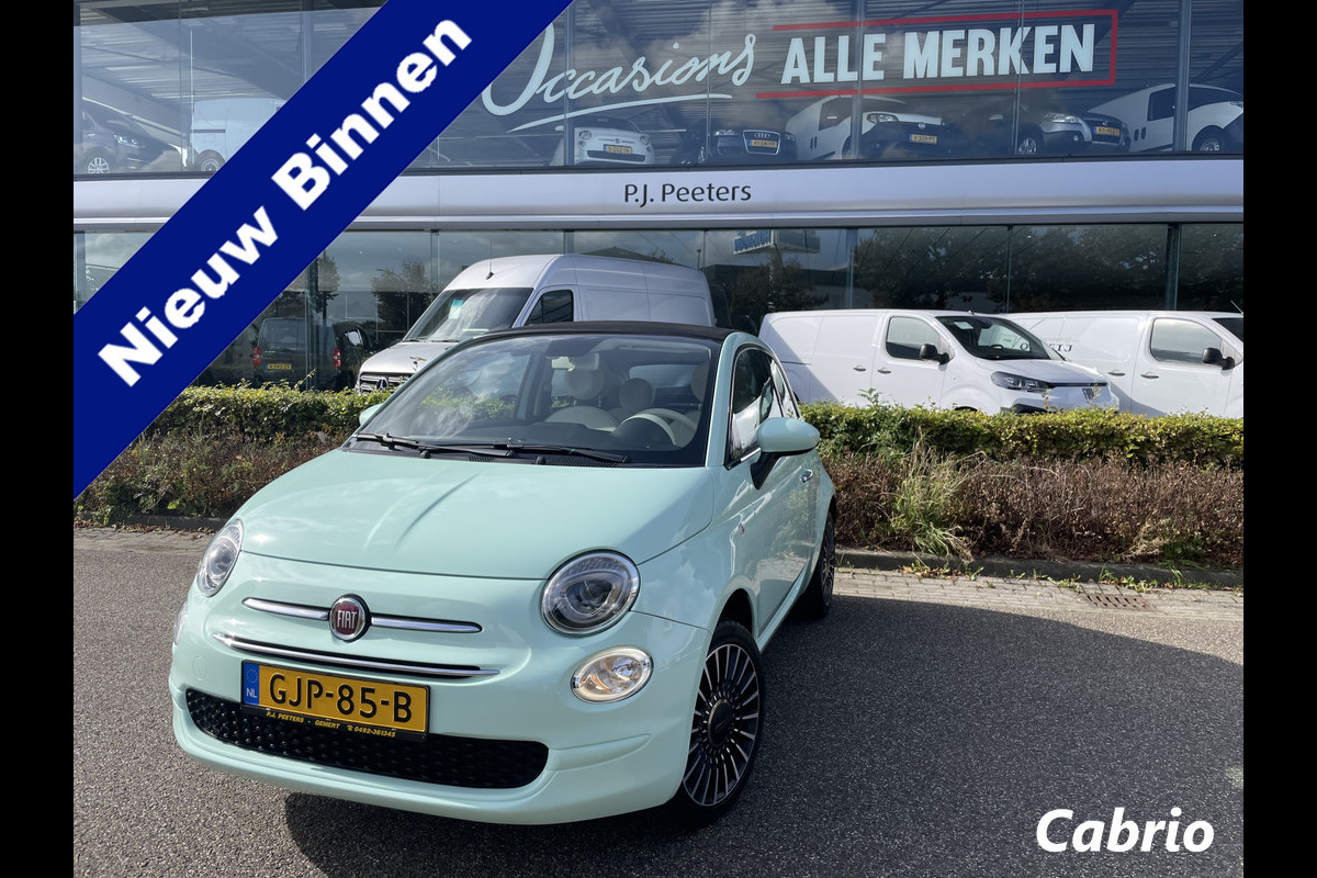 Fiat 500 Cabrio 1.2 Lounge Airco - Cruise control - ParkS-A - U-con./Radio/USB/AUX/TEL - MFL-Stuurwiel - LMV - CD+AB - Ramen E-VZ - B-Stoel IHV - B-Assist