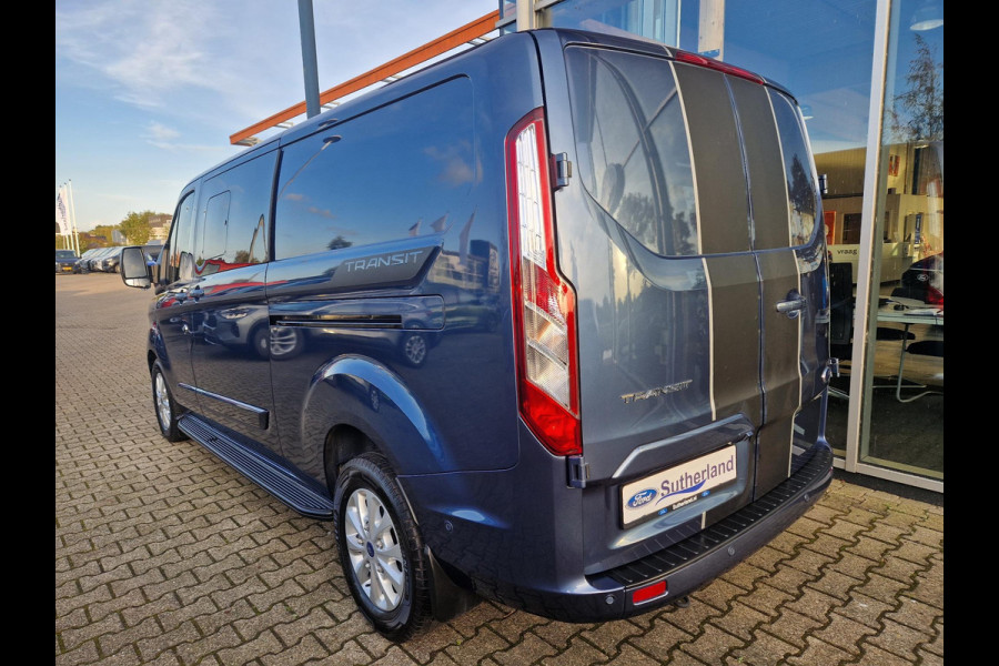 Ford Transit Custom 320 2.0 TDCI L2H1 Limited | 170pk Automaat | 6 zitplaatsen! |  DC Dubbele Cabine | Adaptive cruise control | Dubbele schuifdeur  | Scherm | Stoelverwarming | Achteruitrijcamera | Treeplanken | Sport striping