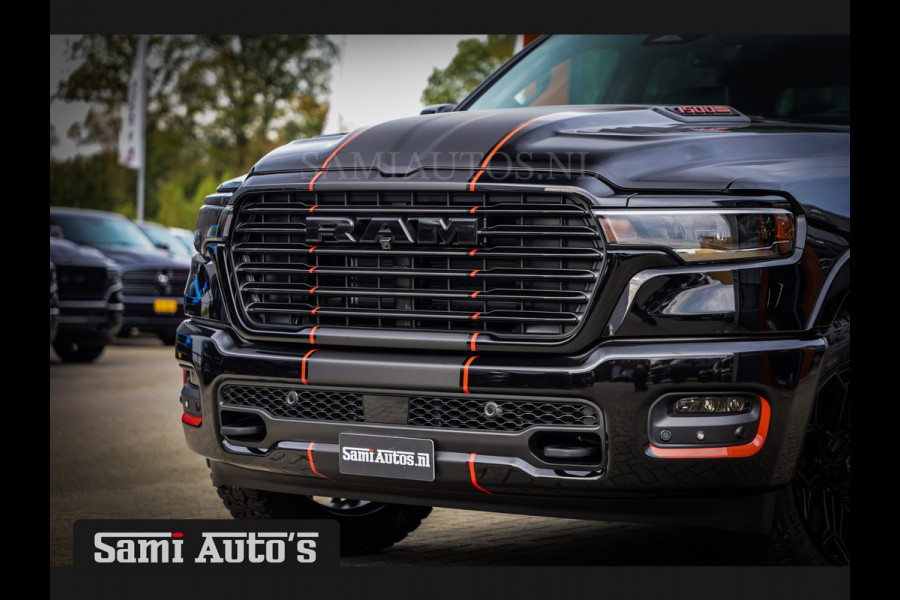 Dodge Ram 2025 LARAMIE NIGHT PREMIUM | BOM VOL + 14.4 INCH SCHERM BOM VOL | LUCHTVERING | HUD | HURRICAN 420PK 636 Nm TWIN TURBO | PRIJS M DUBBELE CABINE | PICK UP | 5 PERSOONS | DC | GRIJSKENTEKEN | VOORRAAD NR 2235 - 8758