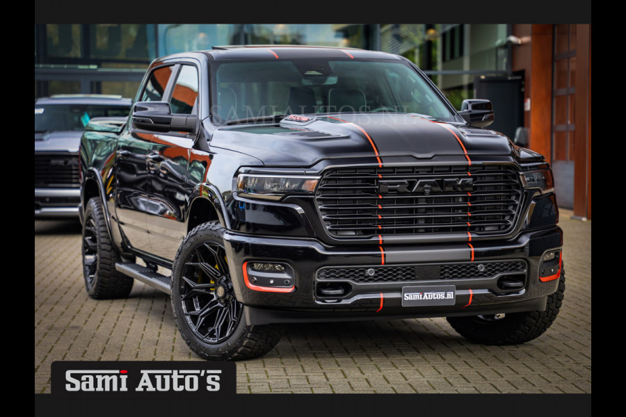 Dodge Ram PREMIUM NIGHT EDITION | BOM VOL + 14.4 INCH SCHERM BOM VOL | LUCHTVERING | HUD | HURRICAN 420PK 636 Nm TWIN TURBO | PRIJS MET LP DUBBELE CABINE | PICK UP | 5 PERSOONS | DC | GRIJSKENTEKEN | VOORRAAD NR 2229 - 7644