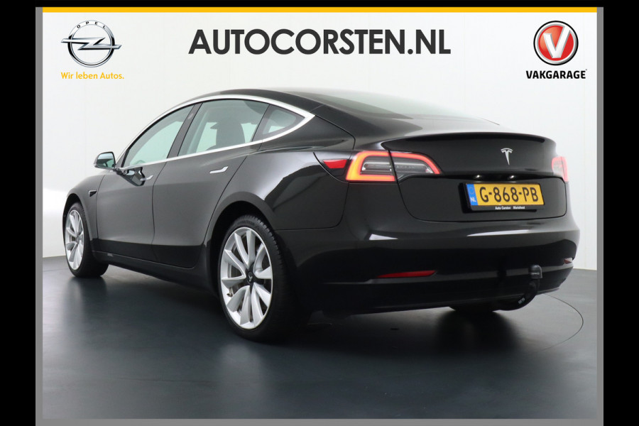 Tesla Model 3 SR+60kWh 325PK Trekhaak AutoPilot FSD.vb Leer PanoDak Adaptive cruise 19" Camera's Elektr.-Stuur+Stoelen+Spiegels+Geheugen+Easy- Ecc Navigatiesysteem full map LED-a+v Comfortstoel(en) ACC Dual-ECC DAB Voorverwarmen interieur via App Keyless via Telefoonsleutel One-Pedal-Drive