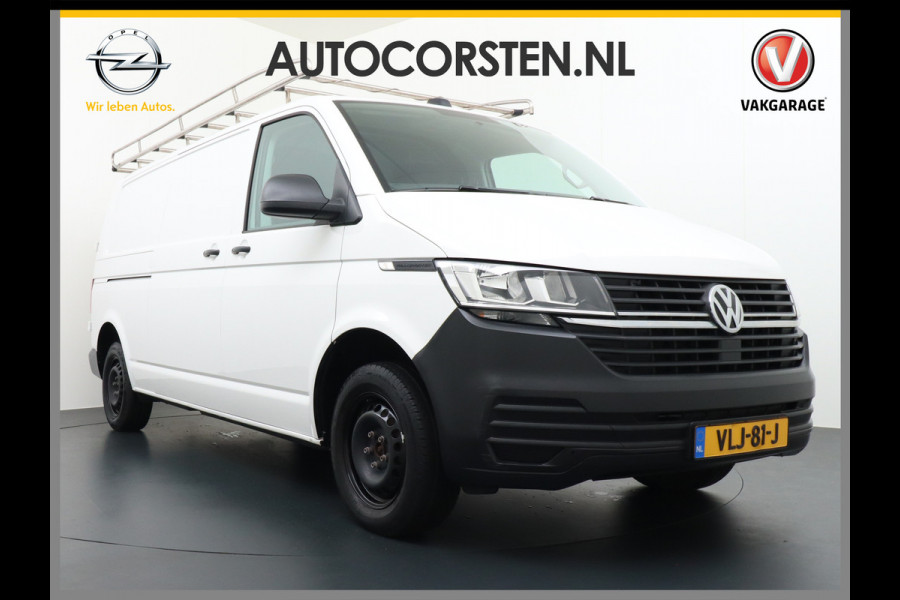 Volkswagen Transporter 2.0TDI L2H1 28 Android Auto Apple Carplay Airco Trekhaak 3-Persoons Camera Bluetooth Cruise Control Imperiaal Lat om Lat Betonplex Vloer Schuifdeur 1ste Eigenaar! Euro 6