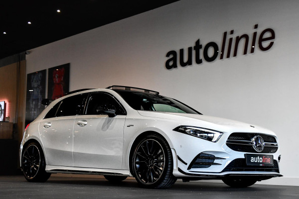 Mercedes-Benz A-Klasse AMG 35 4MATIC Aero. Perf stuur, Pano, Burm, 360, Dodeh, CarPlay, Multibeam, Sfeer!