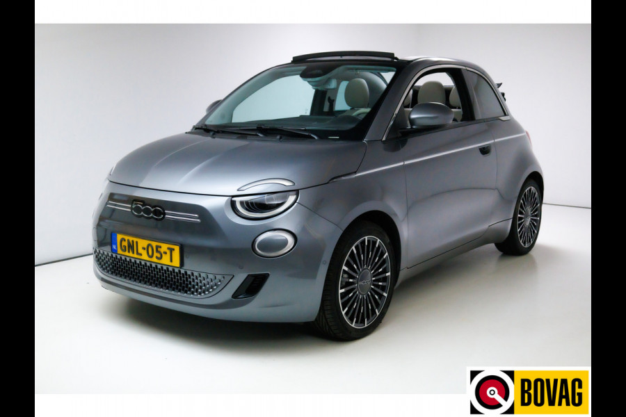 Fiat 500C La Prima 42 kWh Cabrio | € 2000,- Subsidie mogelijk! JBL Audio, Adap. Cruise, Stoelverw. Navigatie. Camera, Leer