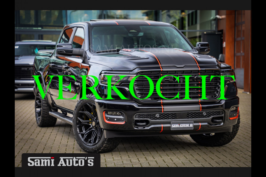 Dodge Ram 2025 LARAMIE NIGHT PREMIUM | BOM VOL + 14.4 INCH SCHERM BOM VOL | LUCHTVERING | HUD | HURRICAN 420PK 636 Nm TWIN TURBO | PRIJS M DUBBELE CABINE | PICK UP | 5 PERSOONS | DC | GRIJSKENTEKEN | VOORRAAD NR 2222 - 7655