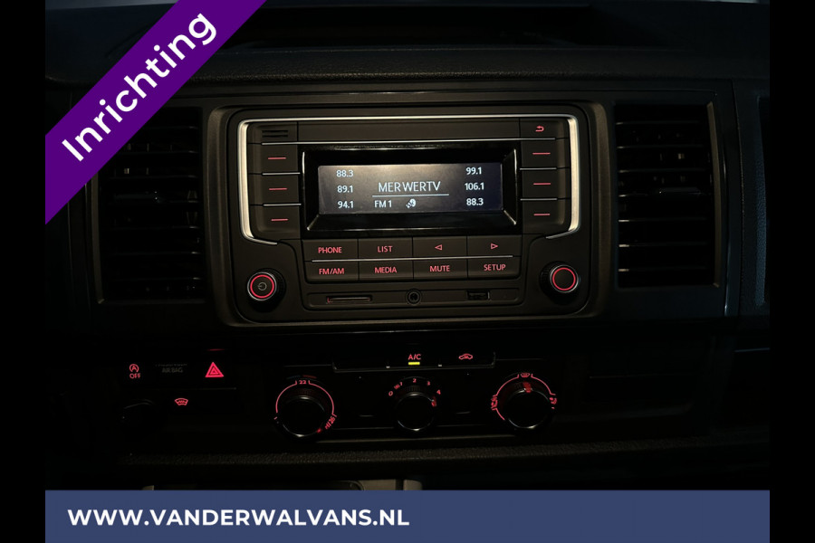 Volkswagen Transporter 2.0 TDI L1H1 inrichting Euro6 Airco | Omvormer | Trekhaak | Cruisecontrol Parkeersensoren, Bijrijdersbank