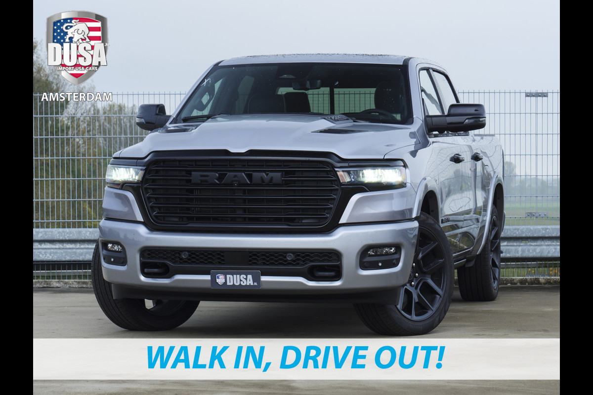 Dodge Ram 1500 | Laramie | Night Edition | Crew Cab | 4X4 | 2025 Panorama | Niveau regeling | 14,4-inch Touchscreen | Passenger Display Meerprijs extra opties / Accessoires - Deksel, Backflip, Fenders, wraps, Stripings etc