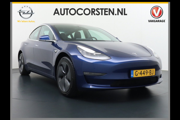 Tesla Model 3 SR+60kWh 325PK AutoPilot Premium-Luidsprekers Leer PanoDak Adaptive cruise 18" Camera's Elektr.-Stuur+Stoelen+Spiegels+Geheugen+ Ecc Navigatiesysteem full map LED-a+v Comfortstoel(en) ACC Dual-ECC DAB Voorverwarmen interieur via App Keyless via Telefoonsleutel One-Pedal-Drive Origin. NLse auto !