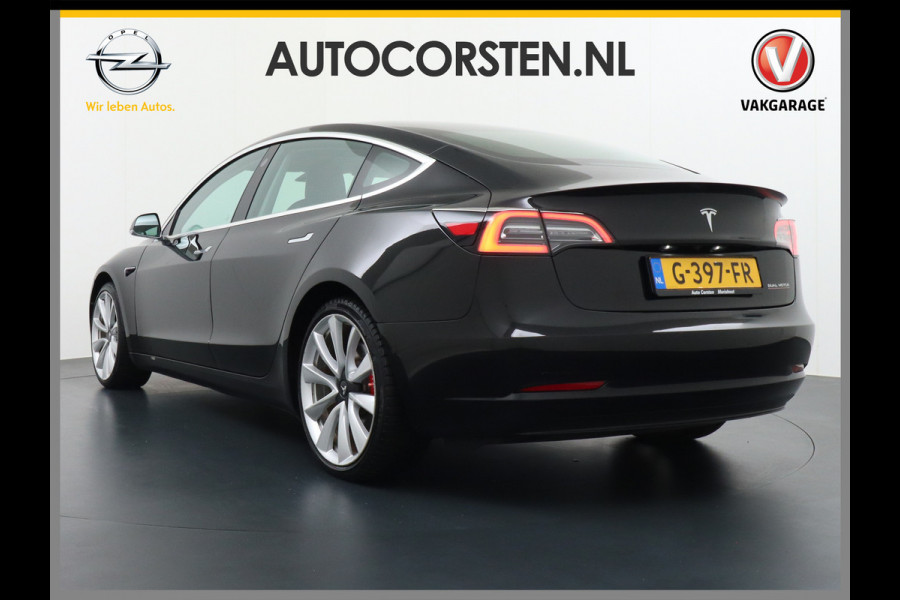 Tesla Model 3 Performance 513pk 3,4 sec 0-100 ! 20"lm FSD-vb. AutoPilot Carbon-Spoiler Premium-HiFi Pano.dak Camera Leer Adaptive-Cruise+Stop& 4wd Rode Remklauwen Premium Audio Veel grip door 4WD vierwielaandrijving.  Origineel Nederlandse auto ! Orig.NL auto  1e eigenaar