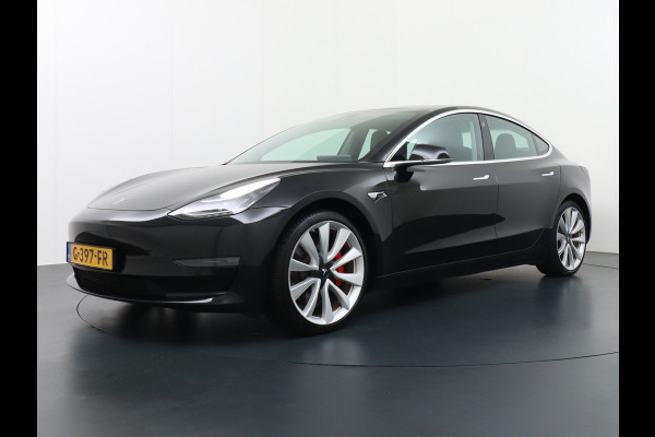 Tesla Model 3 Performance 513pk 3,4 sec 0-100 ! 20"lm FSD-vb. AutoPilot Carbon-Spoiler Premium-HiFi Pano.dak Camera Leer Adaptive-Cruise+Stop& 4wd Rode Remklauwen Premium Audio Veel grip door 4WD vierwielaandrijving.  Origineel Nederlandse auto ! Orig.NL auto  1e eigenaar