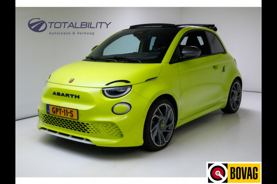 Abarth 500C Cabrio Scorpionissima 42 kWh 155 PK | € 2000,- Subsidie mogelijk! JBL, Camera, Stoelverwarming, PDC, 18" LMV, Navigatie. Sportstoelen