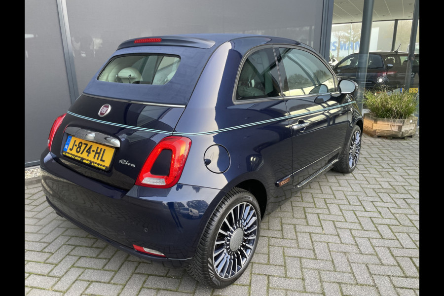 Fiat 500C Cabrio 0.9 TwinAir Turbo Riva Speciale unieke uitvoering! met E-Bedienbare kap / Int. met houtafwerking 105 pk Clim. control - ParkS-A - Navi - U-con. - Radio/USB/AUX/TEL/Blueth. - MFL-Stuurwiel - ML - LMV - L-Bekl. - CD+AB - Ramen E-VZ - Spiegels E-V=VW - B-Assist