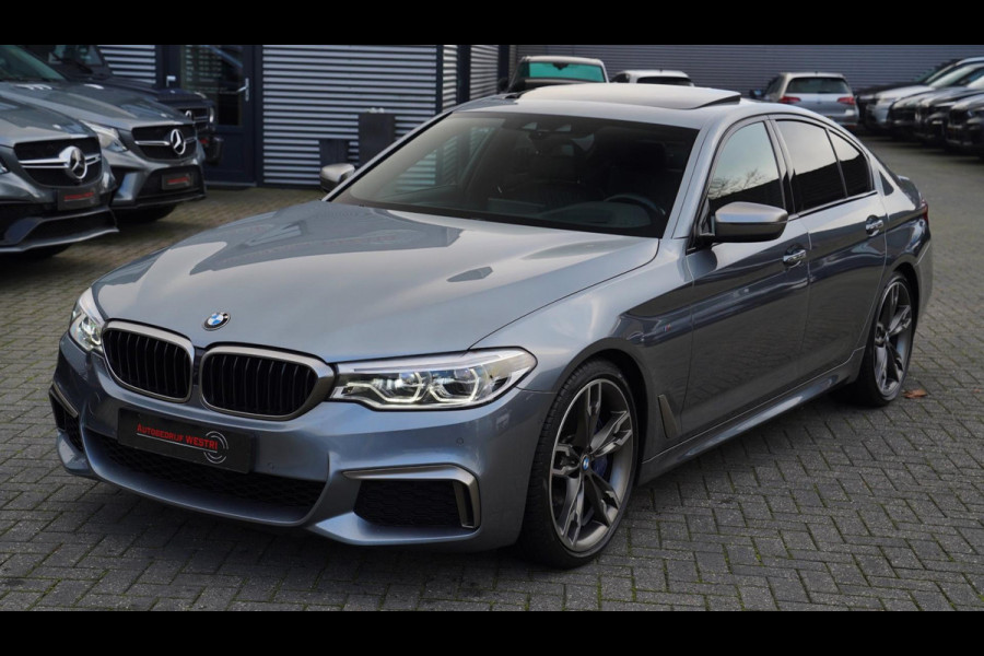 BMW 5 Serie M550d xDrive High Executive | Panorama | Bluestone Metallic | Luxe Nappa Leder | Sfeerverlichting | Camera | NAP |