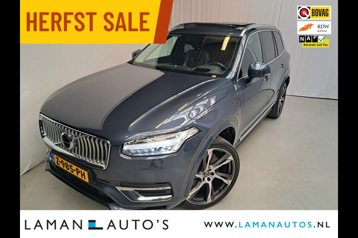 Volvo XC90 Recharge T8 404pk Polestar AWD Inscription 7P | Luchtvering B&W Nappa Leder 22" Panorama ACC HUD 360 Camera On Call Trekhaak | P