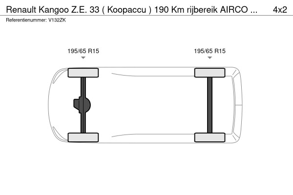 Renault Kangoo Z.E. 33 ( Koopaccu ) 190 Km rijbereik AIRCO SCHUIFDEUR PDC