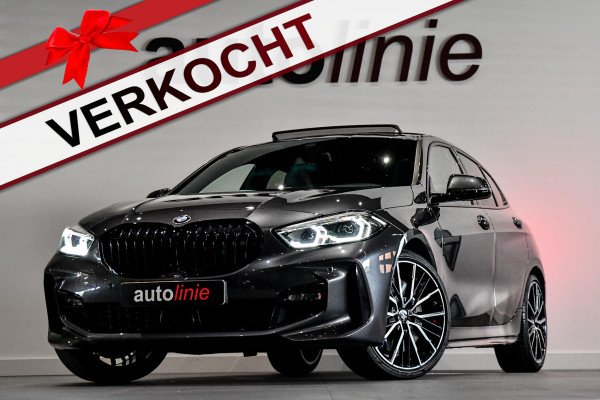 BMW 1-serie 120i M-Sport, Aero, Pano, M-Sportzetels, HUD, H/K, Stuurvw, Leder, Camera, CarPlay, M-Sport remmen!