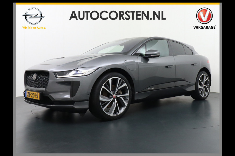 Jaguar I-PACE EV400 HSE 90 kWh 400pk 4WD Active -Air-Suspension Gekoelde-Elektr.Leer-Sport-Comfort-stoel Pano.dak VirtualCockpit Leer Adaptive Adaptive Dynamics Adaptive Surface Response actieve luchtvering! Head-up Display Meridan Surround Sound (825Watt!) Verwarmde Stuur Voorruit+Sproeiers Hill-Hold 4x4 AWD(4) wiel aandrijving Luchtvering Zwarte-Hemel Snelladen 104kw DC p/uur en thuisladen 1 fase max 7,4kw/uur bij 32a (of 3x16A omzetten naar 1x32A via de Ratio EV Transformer Charger zond