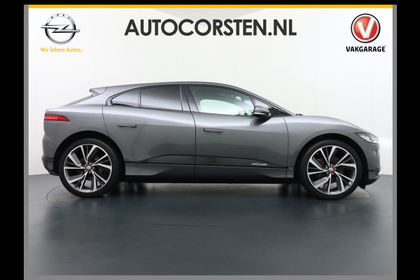 Jaguar I-PACE EV400 HSE 90 kWh 400pk 4WD Active -Air-Suspension Gekoelde-Elektr.Leer-Sport-Comfort-stoel Pano.dak VirtualCockpit Leer Adaptive Adaptive Dynamics Adaptive Surface Response actieve luchtvering! Head-up Display Meridan Surround Sound (825Watt!) Verwarmde Stuur Voorruit+Sproeiers Hill-Hold 4x4 AWD(4) wiel aandrijving Luchtvering Zwarte-Hemel Snelladen 104kw DC p/uur en thuisladen 1 fase max 7,4kw/uur bij 32a (of 3x16A omzetten naar 1x32A via de Ratio EV Transformer Charger zond