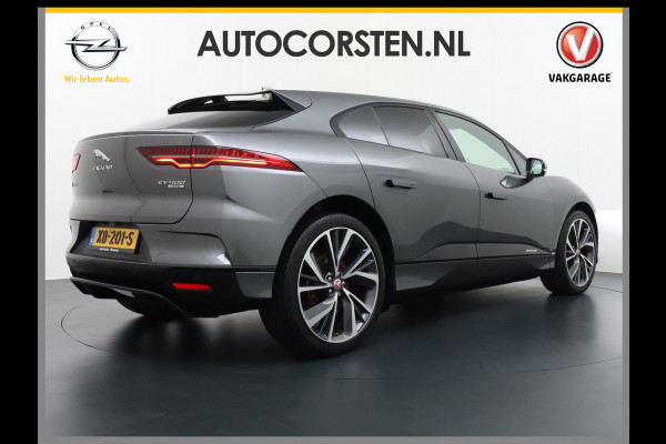 Jaguar I-PACE EV400 HSE 90 kWh 400pk 4WD Active -Air-Suspension Gekoelde-Elektr.Leer-Sport-Comfort-stoel Pano.dak VirtualCockpit Leer Adaptive Adaptive Dynamics Adaptive Surface Response actieve luchtvering! Head-up Display Meridan Surround Sound (825Watt!) Verwarmde Stuur Voorruit+Sproeiers Hill-Hold 4x4 AWD(4) wiel aandrijving Luchtvering Zwarte-Hemel Snelladen 104kw DC p/uur en thuisladen 1 fase max 7,4kw/uur bij 32a (of 3x16A omzetten naar 1x32A via de Ratio EV Transformer Charger zond