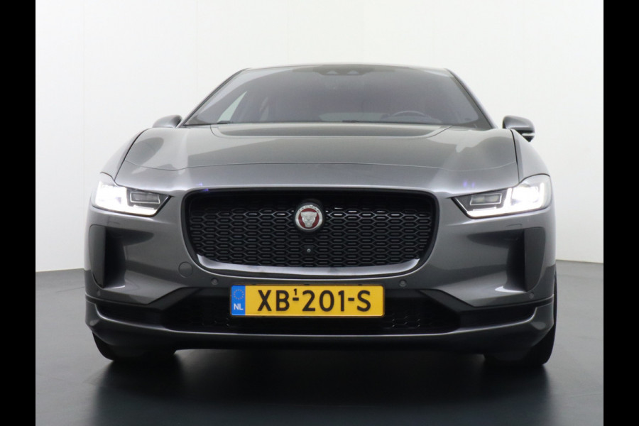 Jaguar I-PACE EV400 HSE 90 kWh 400pk 4WD Active -Air-Suspension Gekoelde-Elektr.Leer-Sport-Comfort-stoel Pano.dak VirtualCockpit Leer Adaptive Adaptive Dynamics Adaptive Surface Response actieve luchtvering! Head-up Display Meridan Surround Sound (825Watt!) Verwarmde Stuur Voorruit+Sproeiers Hill-Hold 4x4 AWD(4) wiel aandrijving Luchtvering Zwarte-Hemel Snelladen 104kw DC p/uur en thuisladen 1 fase max 7,4kw/uur bij 32a (of 3x16A omzetten naar 1x32A via de Ratio EV Transformer Charger zond