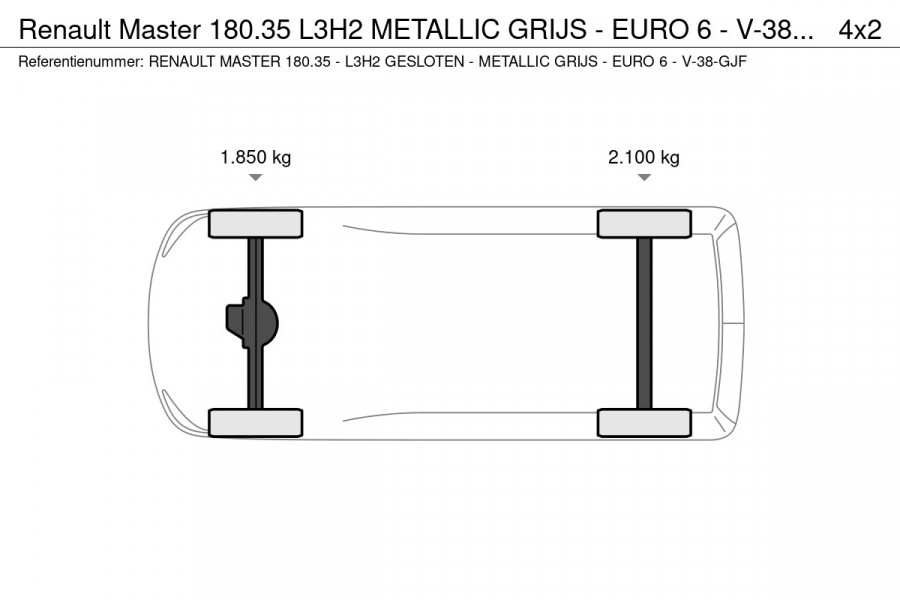 Renault Master 180.35 L3H2 METALLIC GRIJS - EURO 6 - V-38-GJF