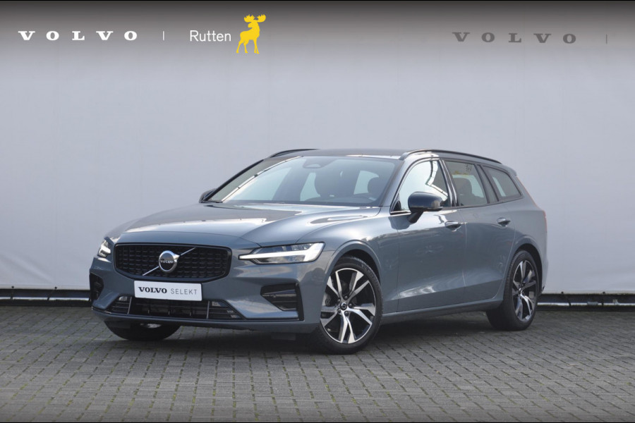 Volvo V60 B4 211PK Automaat Plus Dark Semi-elektrisch inklapbare trekhaak / Adaptive cruise control / Pilot assist / BLIS / Stoelverwarming voor en achter / Elektrische bedienbare stoelen voor met geheugen / Stuurverwarming / Parkeersensoren met camera / Elektrische achterklep / Keyless entry /