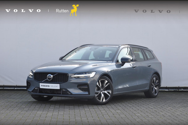 Volvo V60 B4 211PK Automaat Plus Dark Semi-elektrisch inklapbare trekhaak / Adaptive cruise control / Pilot assist / BLIS / Stoelverwarming voor en achter / Elektrische bedienbare stoelen voor met geheugen / Stuurverwarming / Parkeersensoren met camera / Elektrische achterklep / Keyless entry /