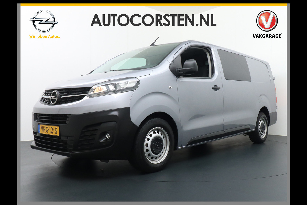 Opel Vivaro 2.0D 145pk Dubbele-Cabine L3H1 Apple Carplay Android Auto Trekhaak Camera Multi-Media Schuifdeur Betonplex-Vloer PDC ParkAssist  Priv.Glass Licht-RegenSensor Cruise-Control Innovation EURO 6 340Nm 2.500kg Trekgewicht Zeer compleet