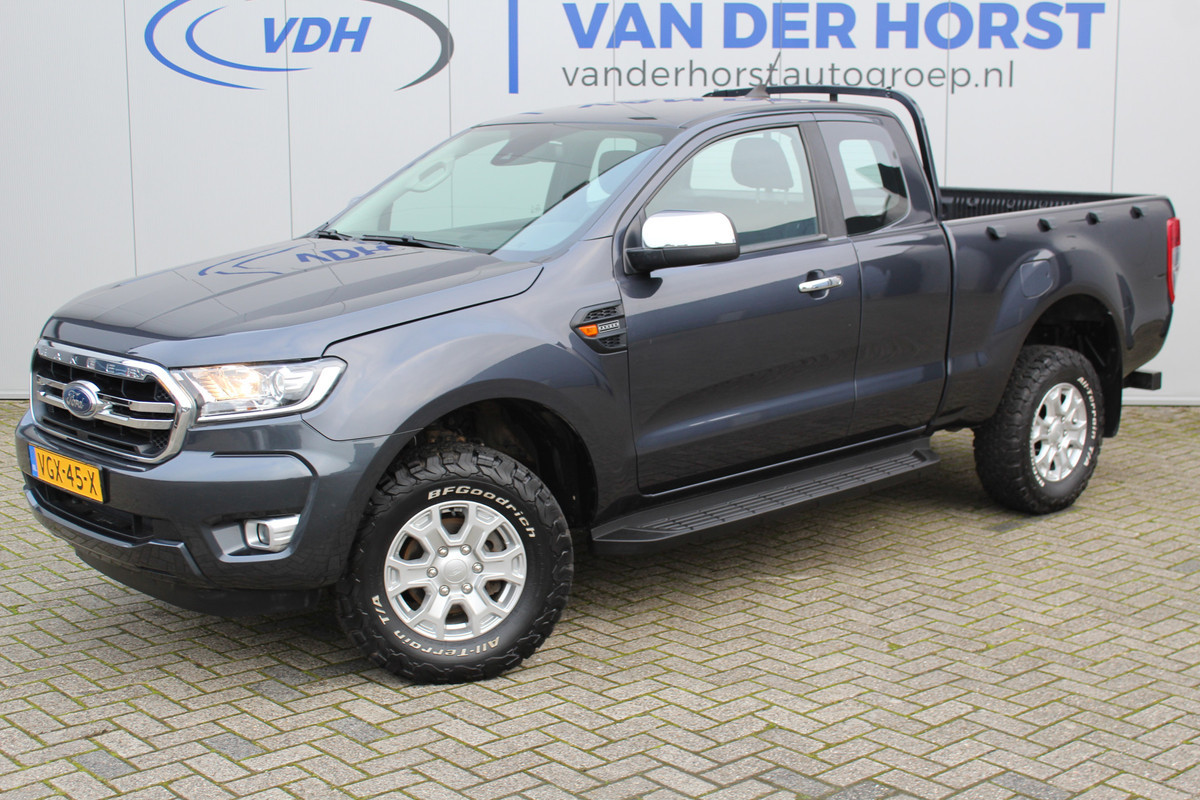 Ford Ranger 2.0-170pk 4x4 EcoBlue XL. Degelijke goed onderhouden en nette wagen, oersterk: trekgewicht 3.500kg ! Vierwielaandrijving, airco, cruise control, telefoonvoorb., navigatie by Apple Carplay/Android auto, trekhaak, metallic lak, camera, afdaal assistent etc.