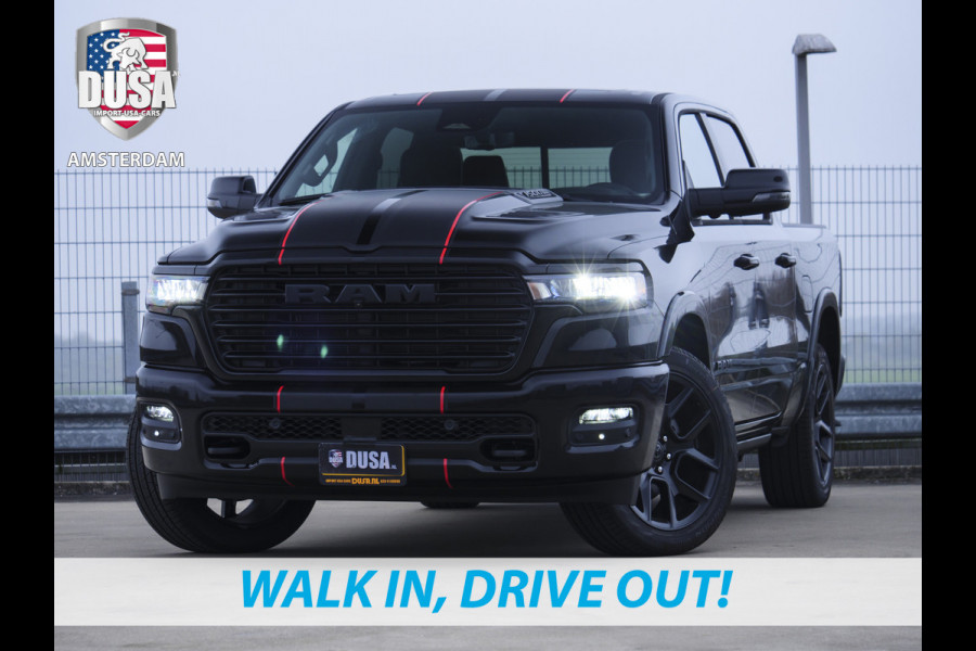 Dodge Ram 1500 | Laramie | Night Edition | Crew Cab | 4X4 | 2025 Panorama | Niveau regeling | 14,4-inch Touchscreen | Passenger Display Meerprijs extra opties / Accessoires zoals Deksel, Backflip, Fenders, wraps, Stripings etc