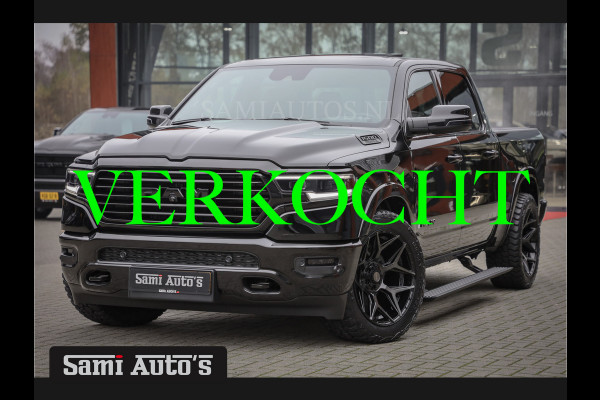 Dodge Ram 1500 LONGHORN| BLACK OPS | HUD & VIRTUAL | PRIJS MET LPG + HEAD UP ADG + DEKSEL + PANORAMADAK GWJ + LUCHTVERING SER + BOM VOL |  CREW CAB | DUBBELE CABINE | 5,7L V8 HEMI 402 PK 4X4 | 5 PERSOONS | GRIJSKENTEKEN | VOORRAAD NR 2185 - 9547