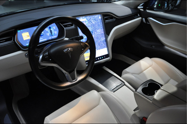 Tesla Model S 100D Enhanced Autopilot ACC Open Panodak Leer Elektr. achterklep 21'' LM velgen PDC Lane Carbon Stuurverwarming Alcantara hemel