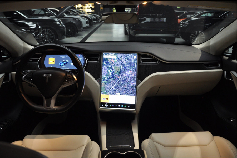 Tesla Model S 100D Enhanced Autopilot ACC Open Panodak Leer Elektr. achterklep 21'' LM velgen PDC Lane Carbon Stuurverwarming Alcantara hemel