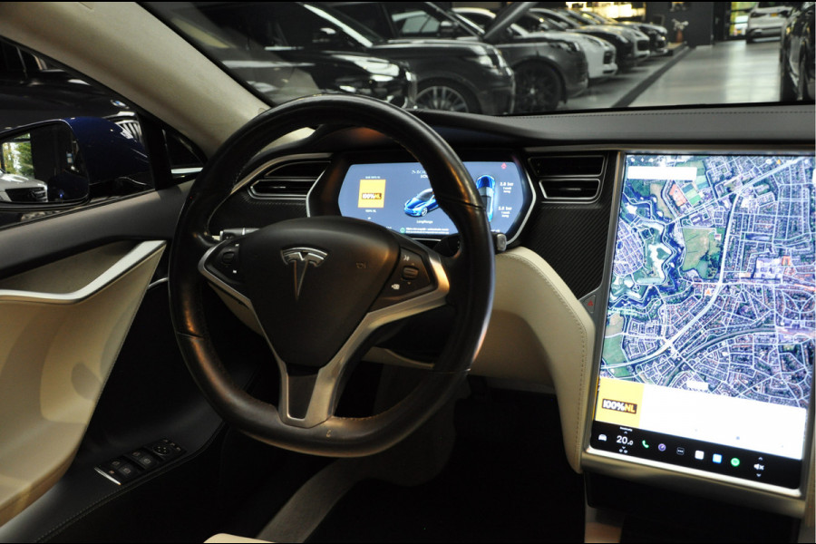 Tesla Model S 100D Enhanced Autopilot ACC Open Panodak Leer Elektr. achterklep 21'' LM velgen PDC Lane Carbon Stuurverwarming Alcantara hemel