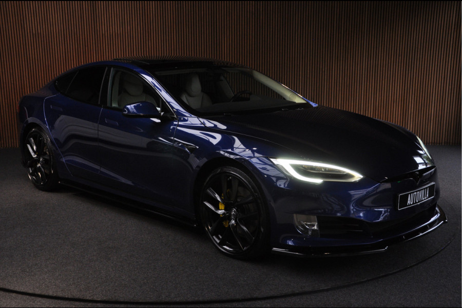 Tesla Model S 100D Enhanced Autopilot ACC Open Panodak Leer Elektr. achterklep 21'' LM velgen PDC Lane Carbon Stuurverwarming Alcantara hemel