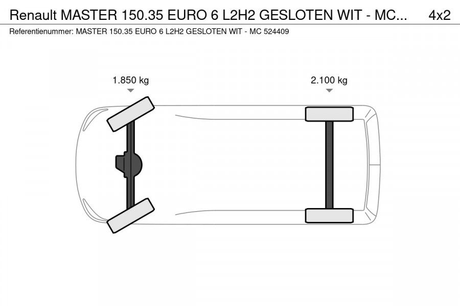 Renault Master 150.35 EURO 6 L2H2 GESLOTEN WIT - MC 524409