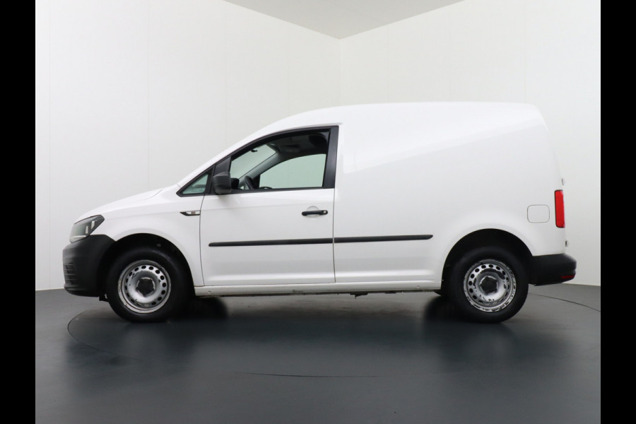 Volkswagen Caddy 2.0TDI EURO 6 Airco Schuifdeur-R Betonplex-Vloer Lat om Lat betimmering Multimedia systeem ESP ASR Elek.ramen Buitenspiegels ele Vervolgbotsing preventie Bluetooth  Brake Assist System Achterruit+Wissers+verwarmd Tussenwand m rooster Achterruitenwisser