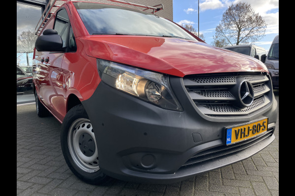 Mercedes-Benz Vito 114 CDI Extra Lang Airco - Cruise control - Navi full map - A-uitrijcamera - MF-Lederen stuurwiel - Trekhaak - Lendesteun - Bedrijfswageninrichting Sortimo - Zijschuifd.R - Tussenschot V - Imperial met trap