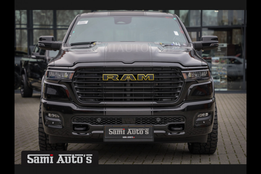 Dodge Ram PREMIUM NIGHT EDITION | MAY 2025 BOM VOL + 14.4 INCH SCHERM | LUCHTVERING | HUD | HURRICAN 420PK 636 Nm TWIN TURBO | PRIJS MET L DUBBELE CABINE | PICK UP | 5 PERSOONS | DC | GRIJSKENTEKEN | VOORRAAD NR 2232 - 3424