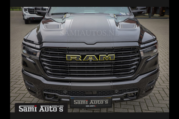 Dodge Ram PREMIUM NIGHT EDITION | MAY 2025 BOM VOL + 14.4 INCH SCHERM | LUCHTVERING | HUD | HURRICAN 420PK 636 Nm TWIN TURBO | PRIJS MET L DUBBELE CABINE | PICK UP | 5 PERSOONS | DC | GRIJSKENTEKEN | VOORRAAD NR 2232 - 3424