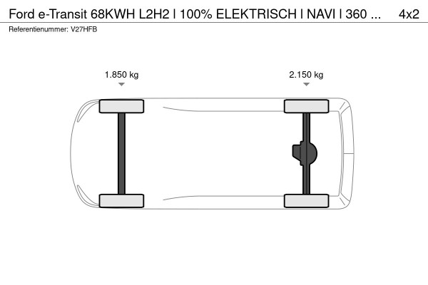 Ford E-Transit 68KWH L2H2 l 100% ELEKTRISCH l NAVI l 360 CAMERA l ACC l CLIMATE CONTROL