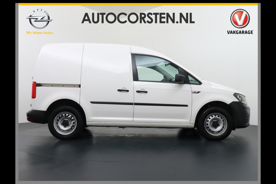 Volkswagen Caddy 2.0TDI EURO 6 Airco Schuifdeur-R Betonplex-Vloer Lat om Lat betimmering Multimedia systeem ESP ASR Elek.ramen Buitenspiegels ele Bluetooth Vervolgbotsing preventie  Brake Assist System Achterruit+Wissers+verwarmd Tussenwand m rooster Achterruitenwisser Euro 6