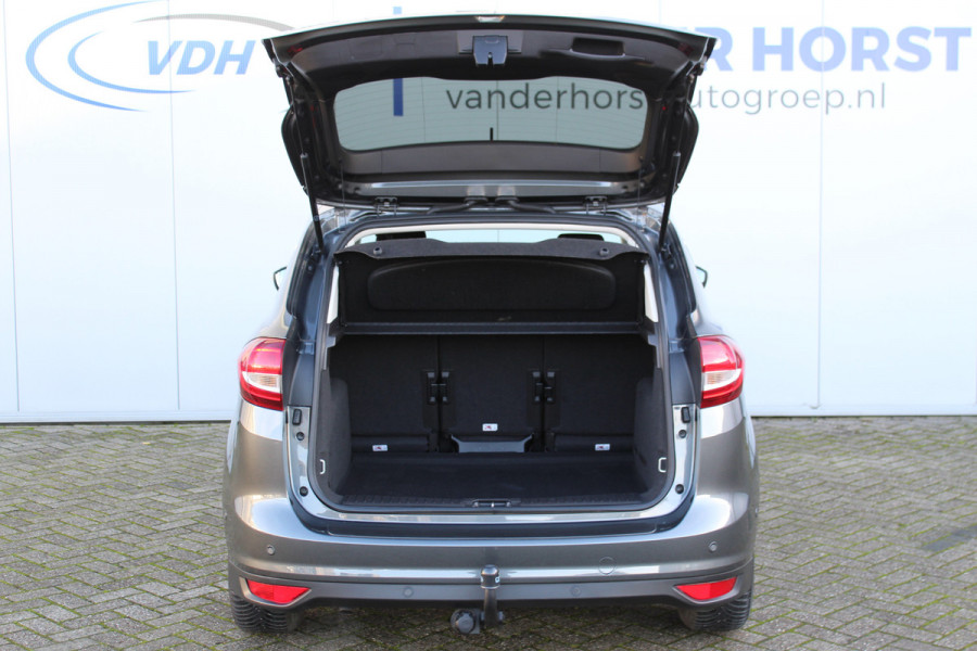 Ford C-MAX 1.0-125pk Titanium. Keurige, luxe en goed onderhoud wagen. Volautm. airco dual, stoel-, stuur- en voorraamverw., camera, parkeersensoren v+a, cruise control, parkeerassistent, trekhaak, navigatie, telefoonvoorb., LM wielen, metallic lak etc.