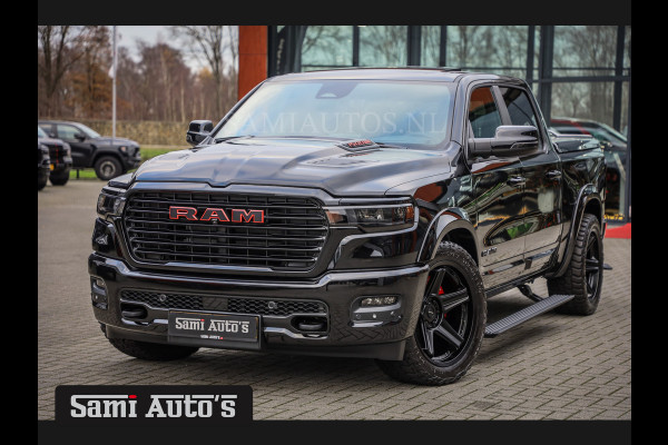 Dodge Ram NIGHT PREMIUM 2025 | BOM VOL + 14.4 INCH SCHERM | LUCHTVERING | HUD | 420PK 636 Nm | PRIJS MET LPG EN COVER EN GARANTIE | DUBBELE CABINE | PICK UP | 5 PERSOONS | DC | GRIJSKENTEKEN | VOORRAAD NR 2200 - 0886