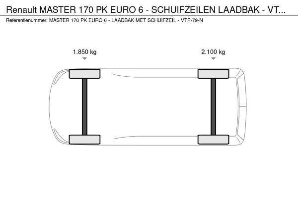 Renault Master 170 PK EURO 6 - SCHUIFZEILEN LAADBAK - VTP-79-N