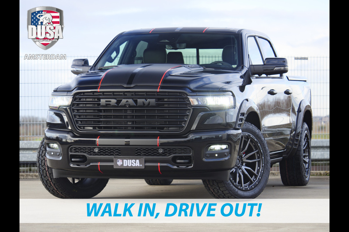 Dodge Ram 1500 | Laramie | Night Edition | 3.0L I6 Hurricane | Crew Cab | 4X4 | Panorama | Niveau regeling | 14,4-inch Touchscreen | Passenger Display | Getoonde accessoires zijn verkrijgbaar tegen meerprijs